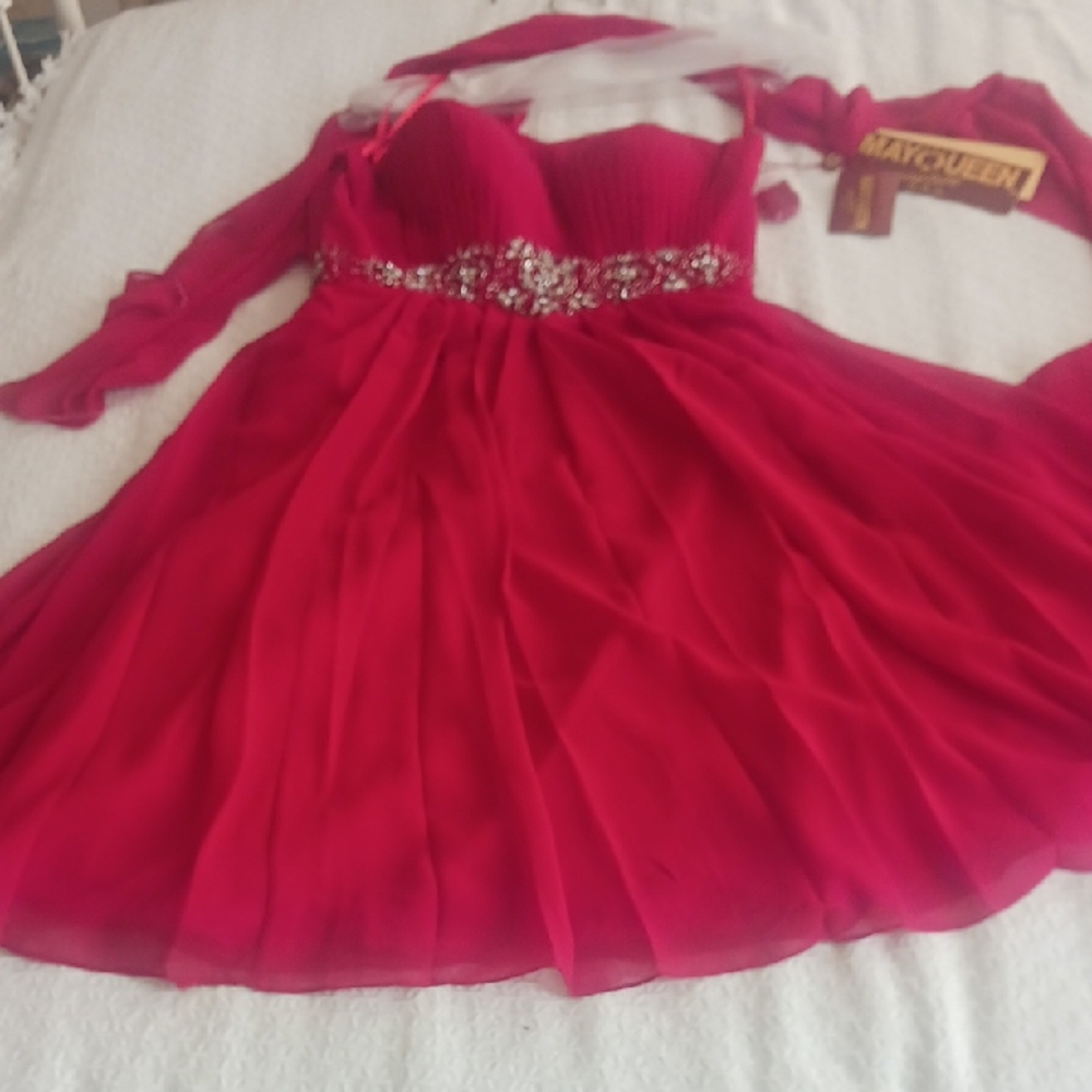NWT Elegant cocktail formal dress in brilliant Ruby red 8